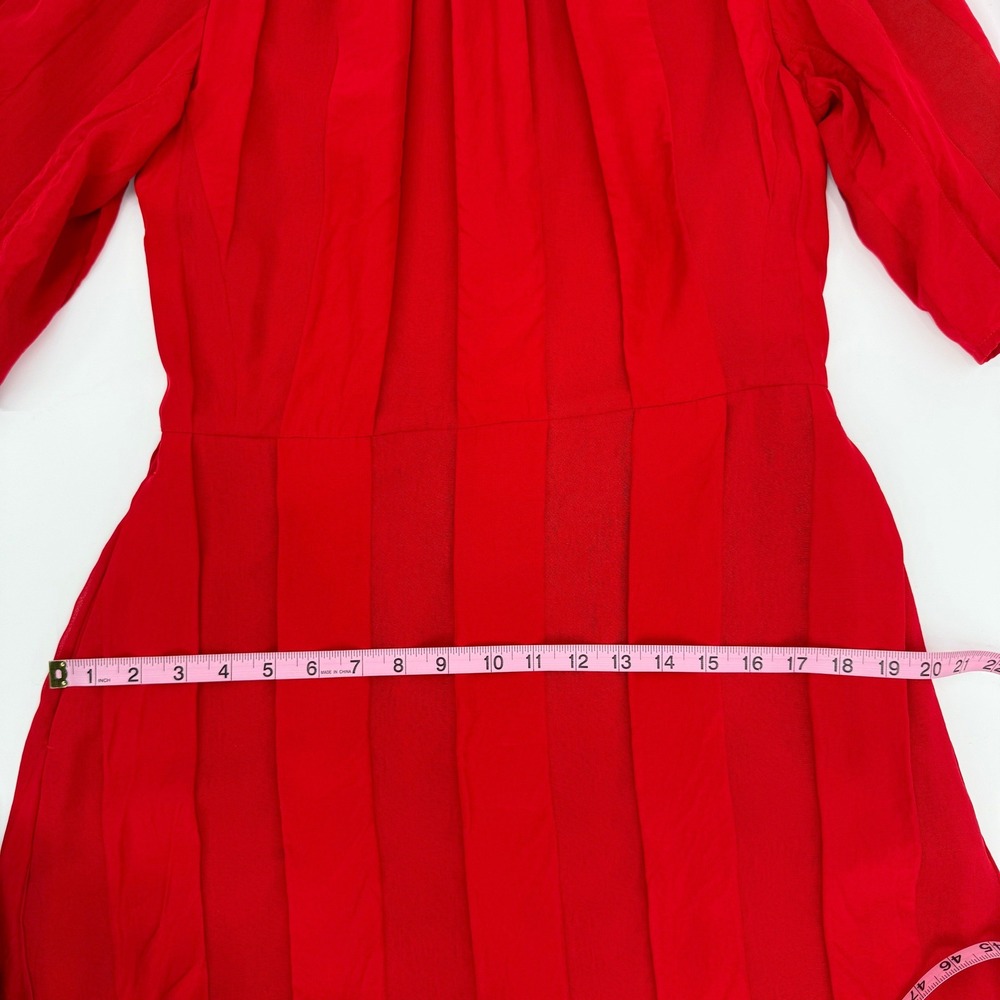 Everlane Women's Short Sleeve Red Striped‎ Ruched Dress - Picture 12 of 14